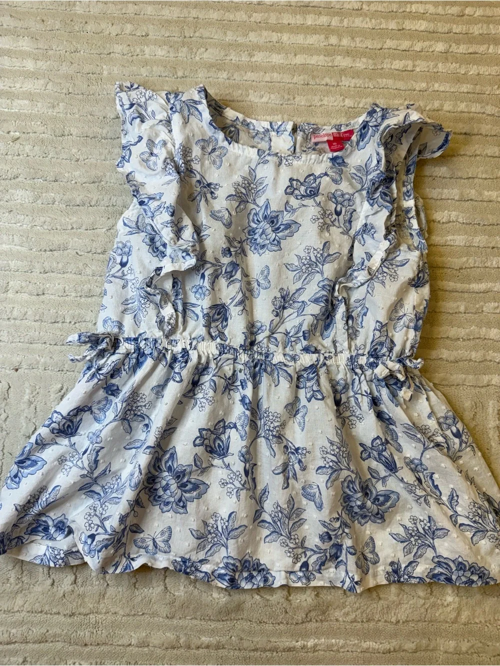 Penelope Mack White and Blue Floral Girls Matching Set